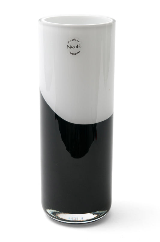 Murano Art Glass Vase  by Carlo Nason Original Designer in Black & White (Code 0731)