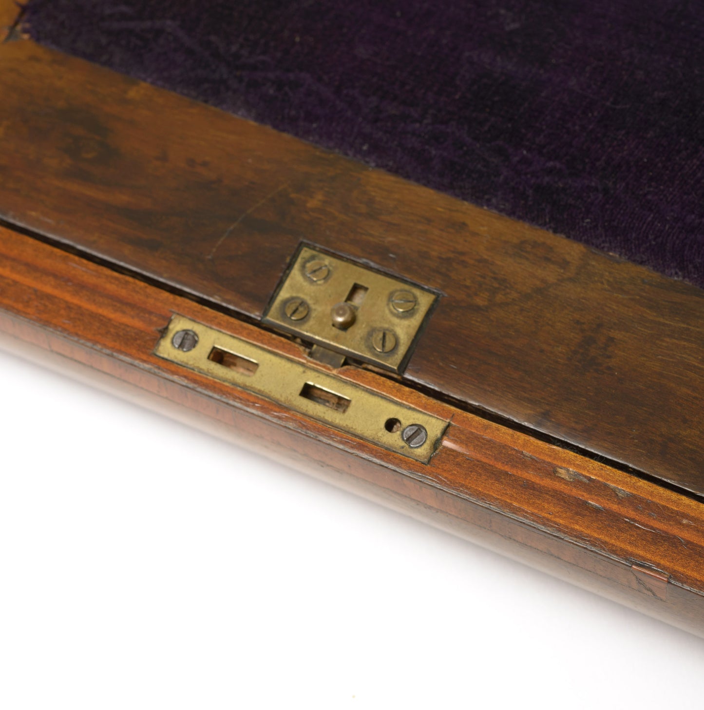 Antique Victorian Inlaid Walnut Wooden Writing Slope / Lap Desk with Lock & Key (Code 0966)