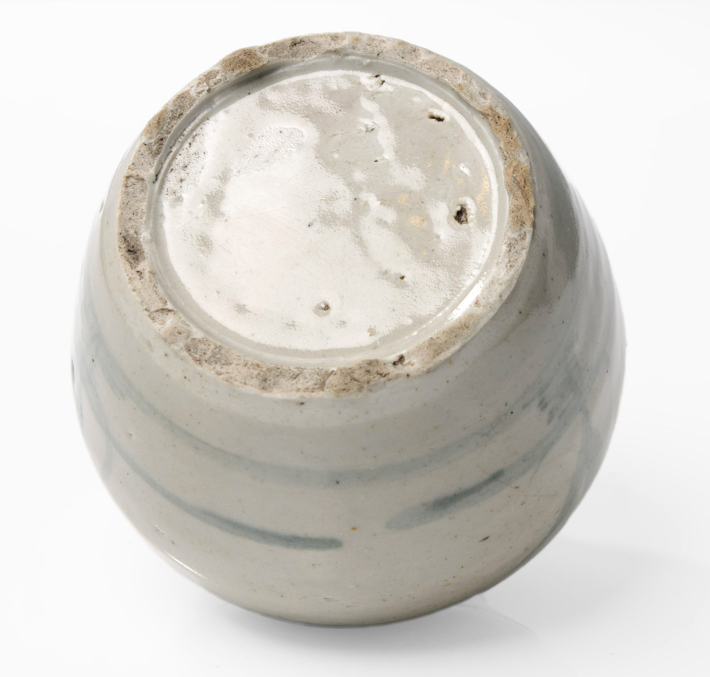 Antique Chinese Late Ming Period Stoneware Storage Jar with Brush Stroke Design (Code 1051)