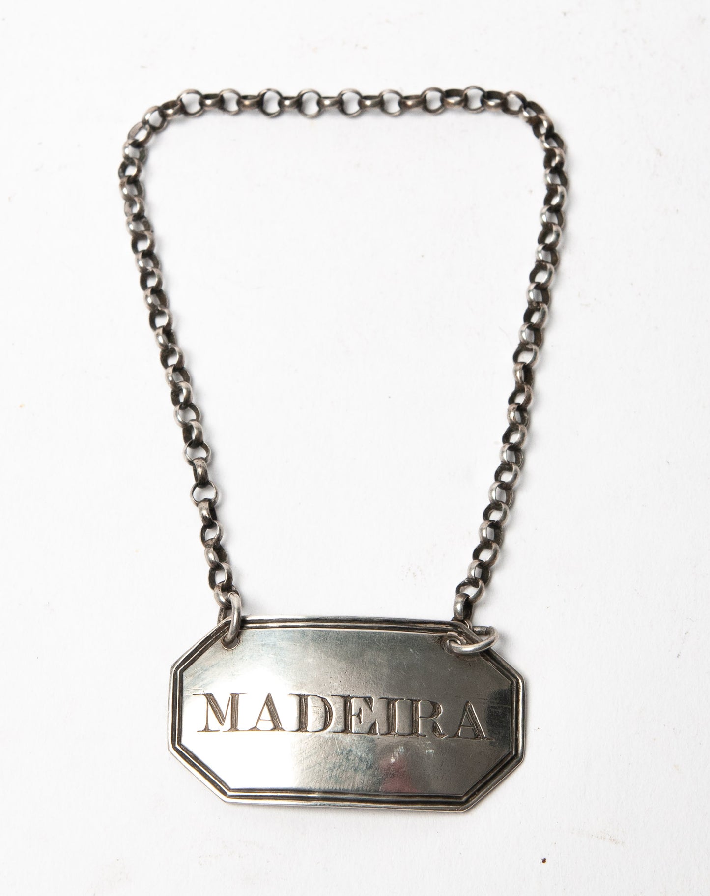 Antique Georgian Silver Decanter Label - Madeira - London 1825 by George Knight (Code 1133)