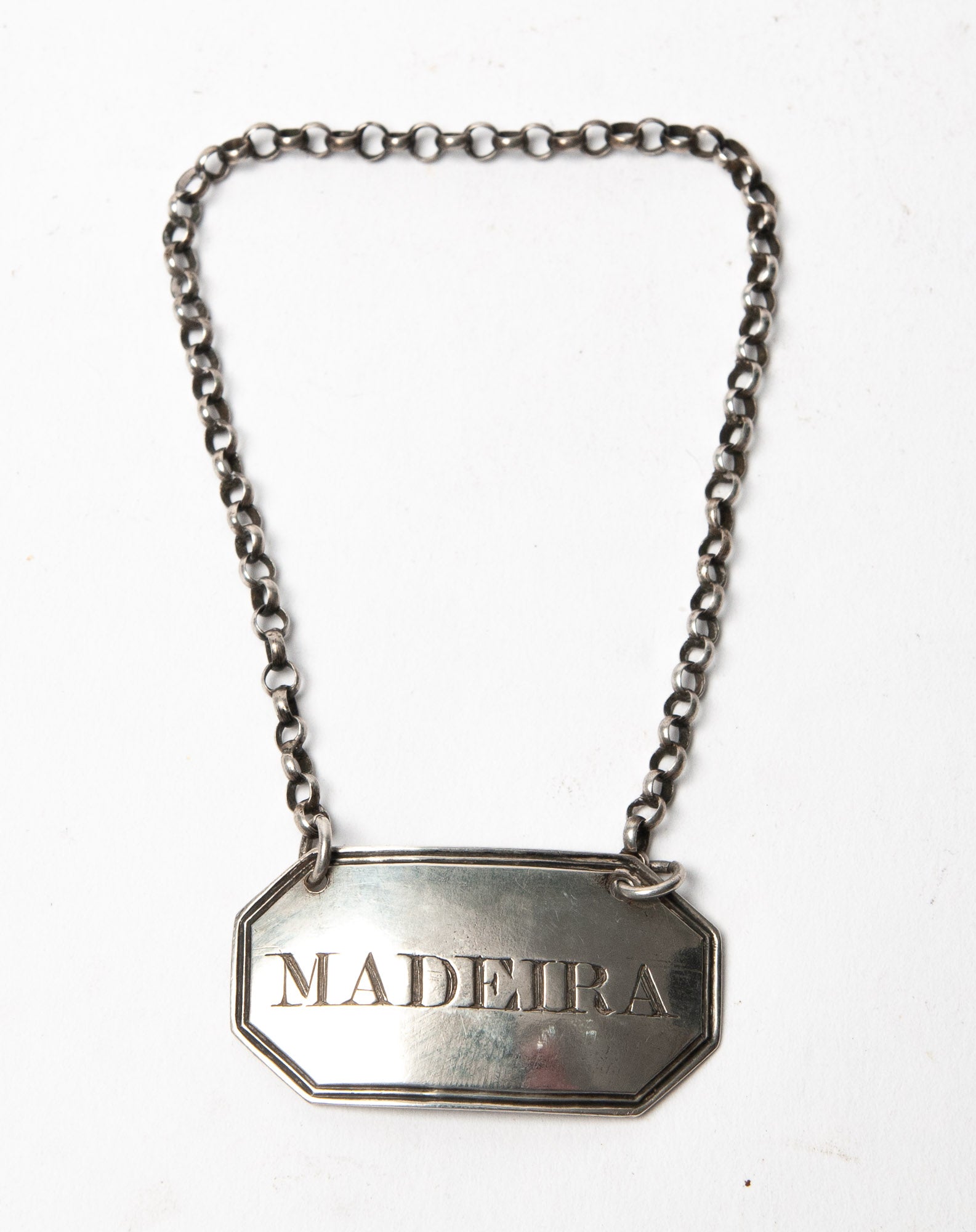 Antique Georgian Silver Decanter Label - Madeira - London 1825 by George Knight (Code 1133)