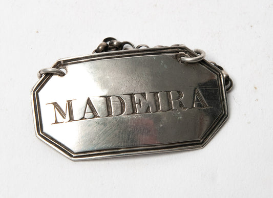 Antique Georgian Silver Decanter Label - Madeira - London 1825 by George Knight (Code 1133)