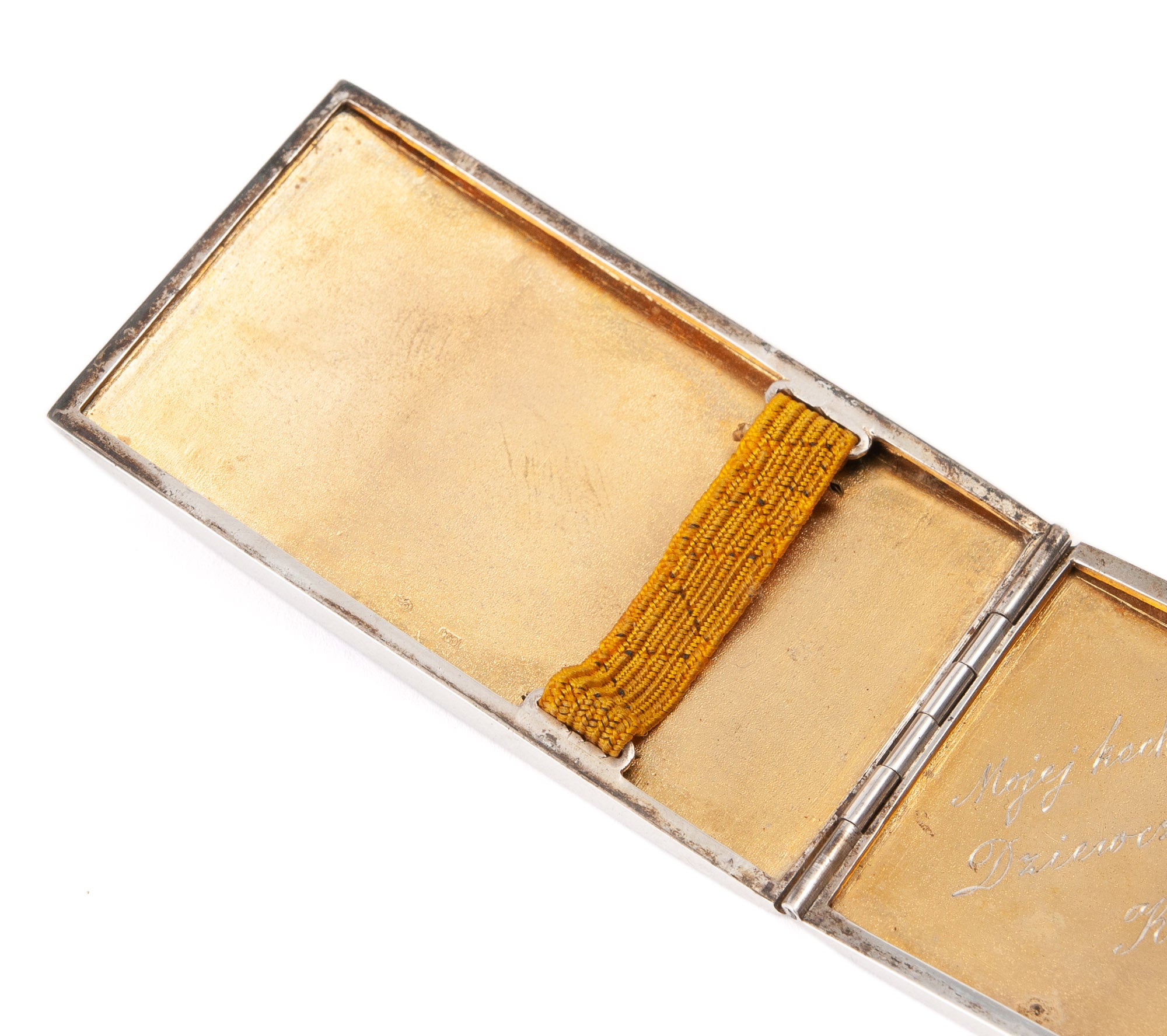 Art Deco Solid Silver Engine Turned & Enamel Cigarette Case - Polish/Poland (Code 1196)