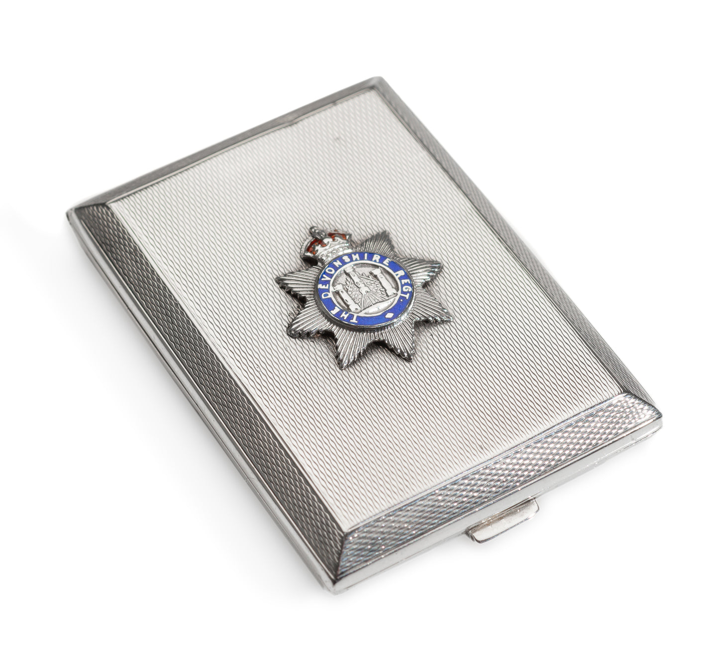 Art Deco Devonshire Regiment Silver & Enamel Match Book Vesta Case with Insignia (Code 1244)