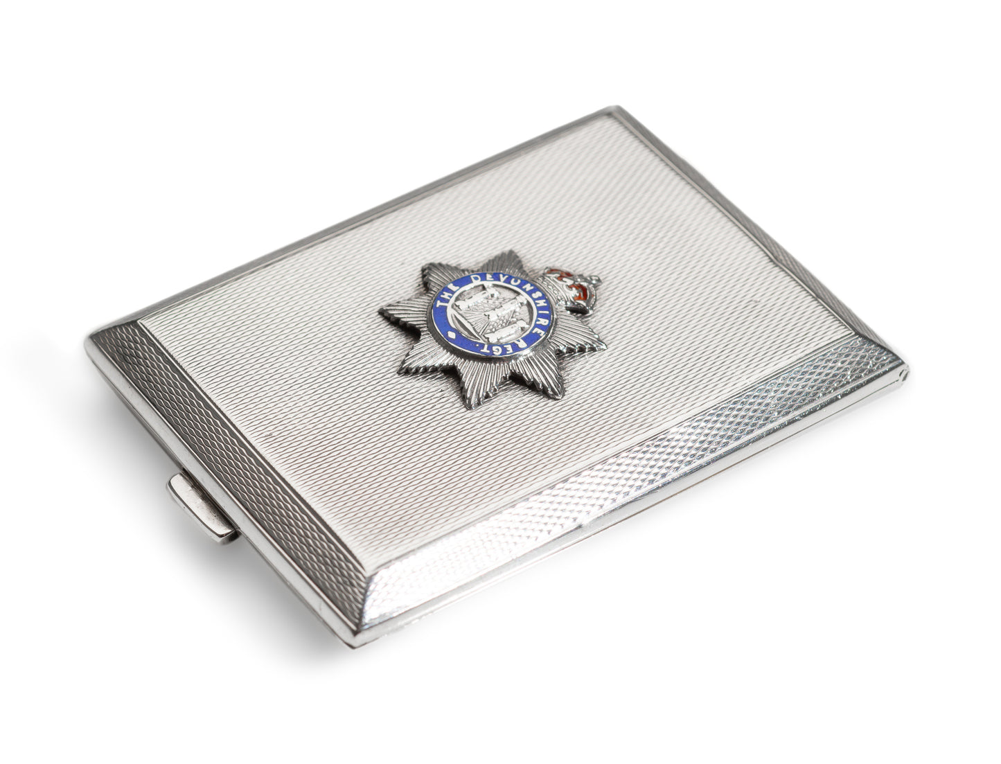 Art Deco Devonshire Regiment Silver & Enamel Match Book Vesta Case with Insignia (Code 1244)