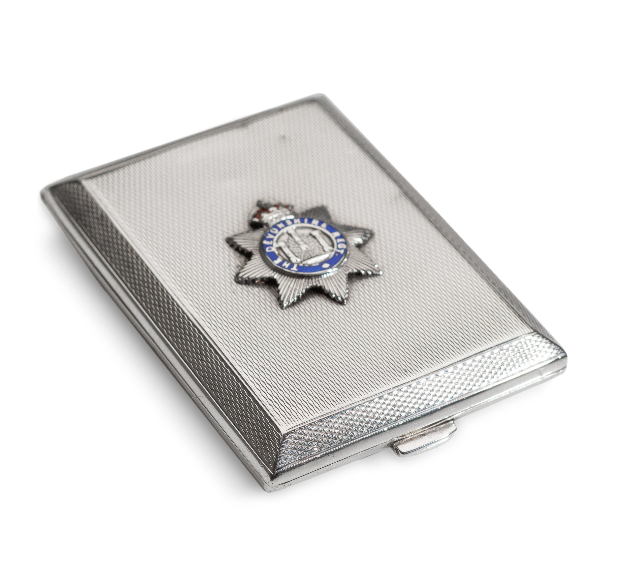 Art Deco Devonshire Regiment Silver & Enamel Match Book Vesta Case with Insignia (Code 1244)