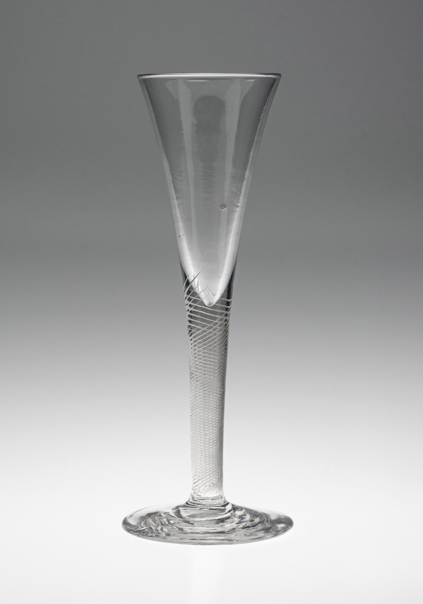 Antique Georgian English Lead Air Twist MSAT Ale Flute Drinking Glass c1750 (Code 1245)