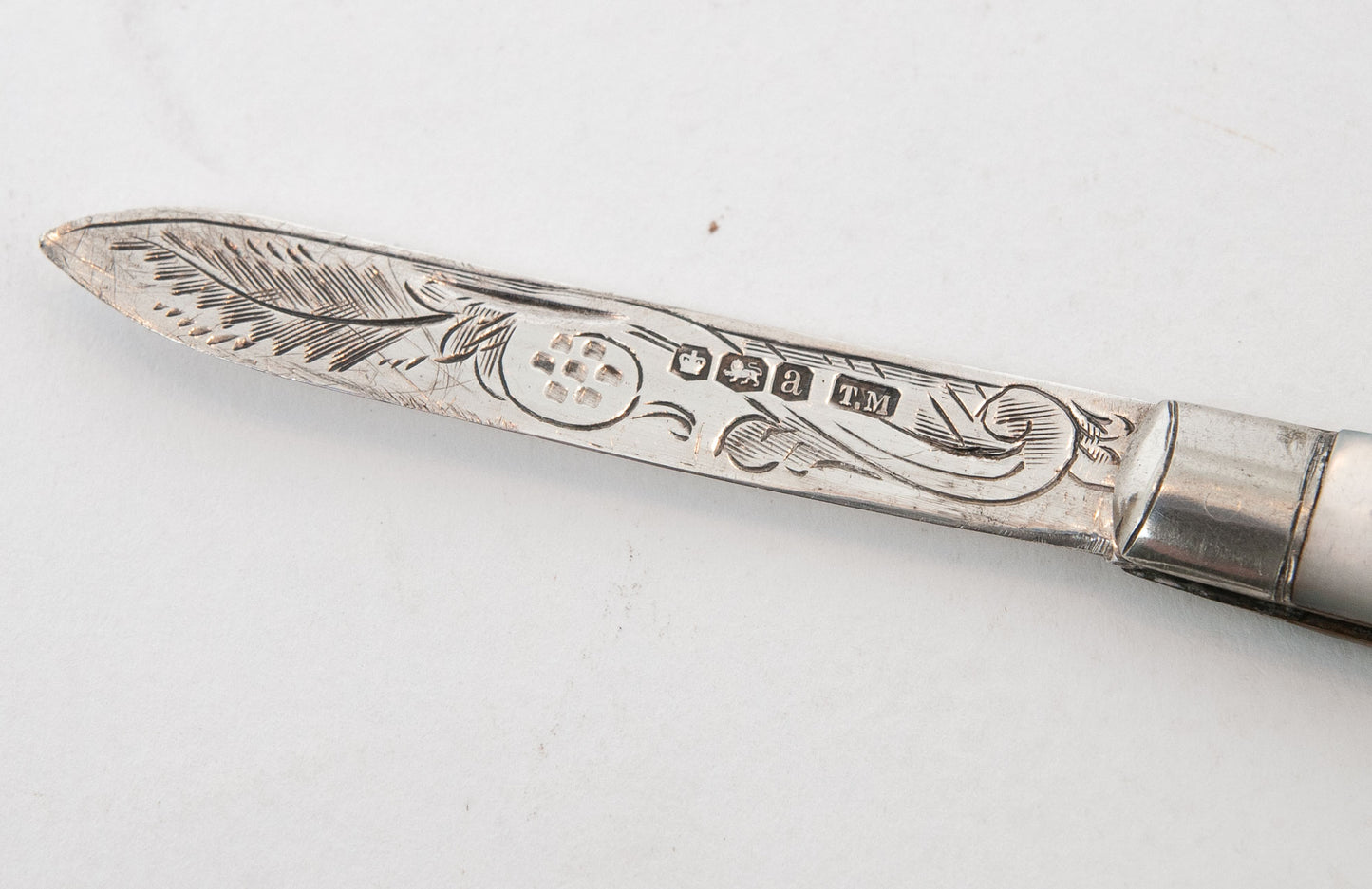 Antique George V Folding Silver & Mother of Pearl Fruit Pocket Knife (Code 1145)