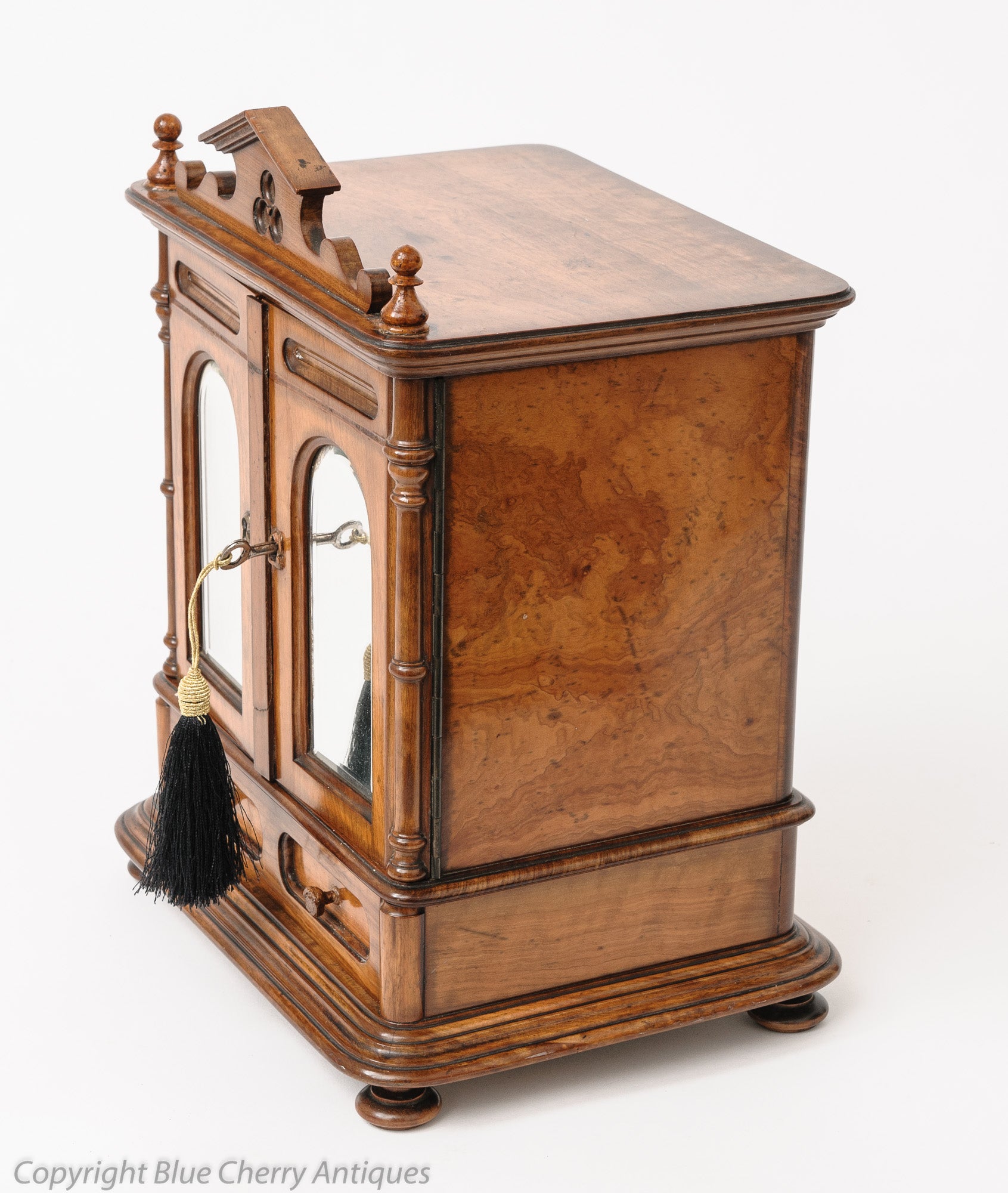Antique Miniature Figured Walnut Armoire Table Top Cabinet
