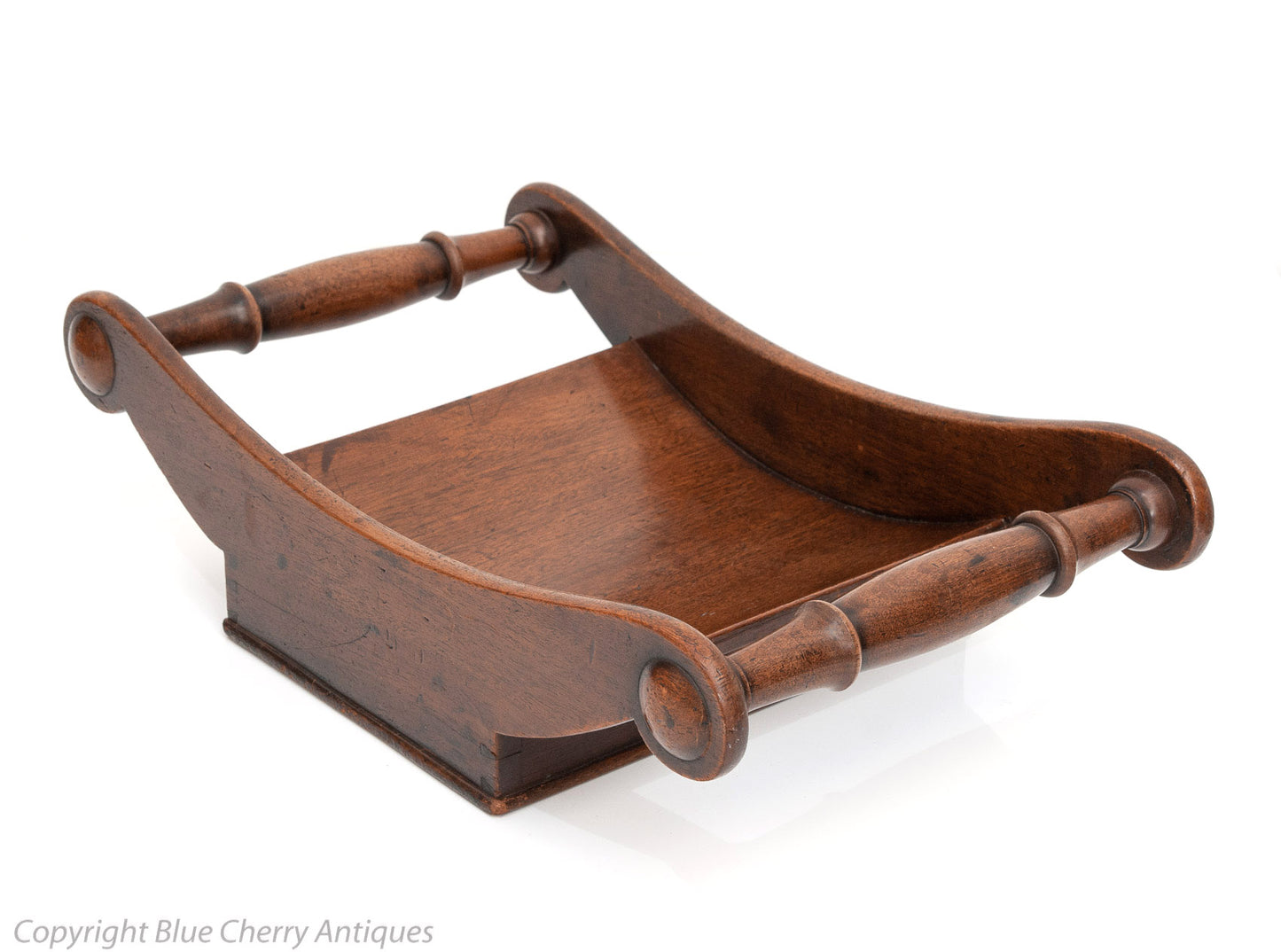 Georgian Antique Mahogany Wooden Cheese Coaster with Turned Handles c1780 (Code 1630)