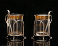 Fine & Rare Pair of Hukin & Heath Silver & Gilt Glass Hot Toddy Cups London 1907 (Code 1637)