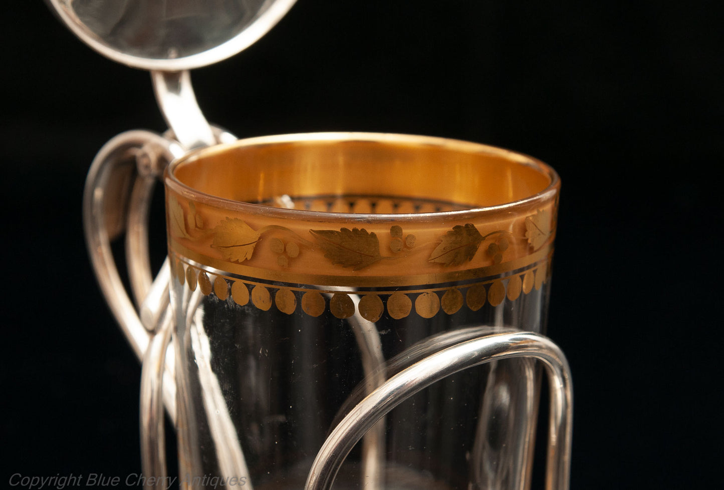 Fine & Rare Pair of Hukin & Heath Silver & Gilt Glass Hot Toddy Cups London 1907 (Code 1637)
