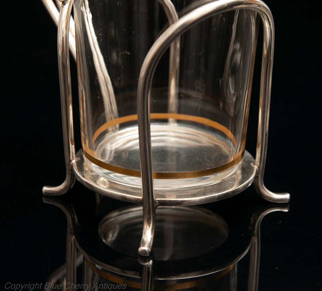 Fine & Rare Pair of Hukin & Heath Silver & Gilt Glass Hot Toddy Cups London 1907 (Code 1637)