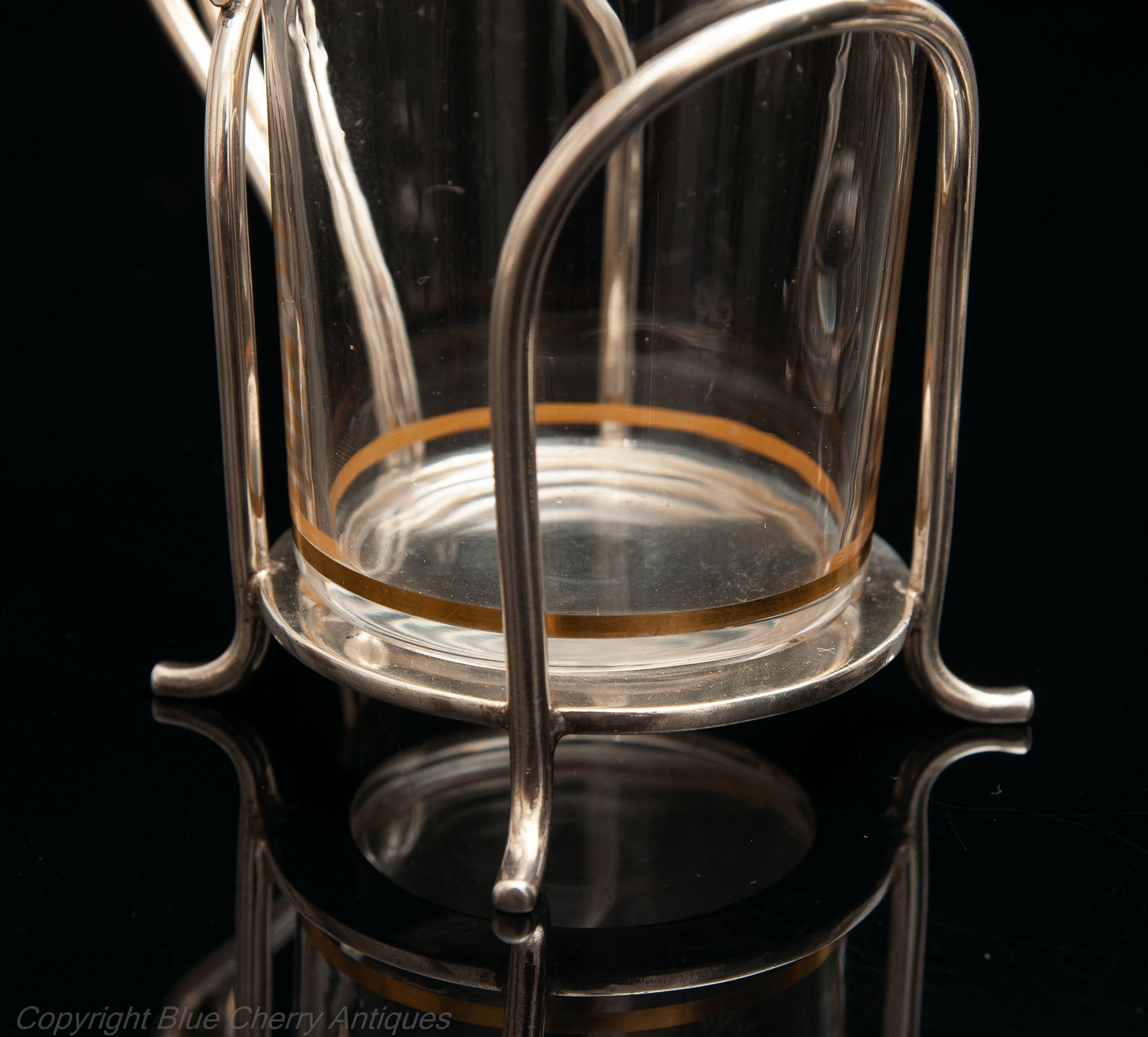 Fine & Rare Pair of Hukin & Heath Silver & Gilt Glass Hot Toddy Cups London 1907 (Code 1637)