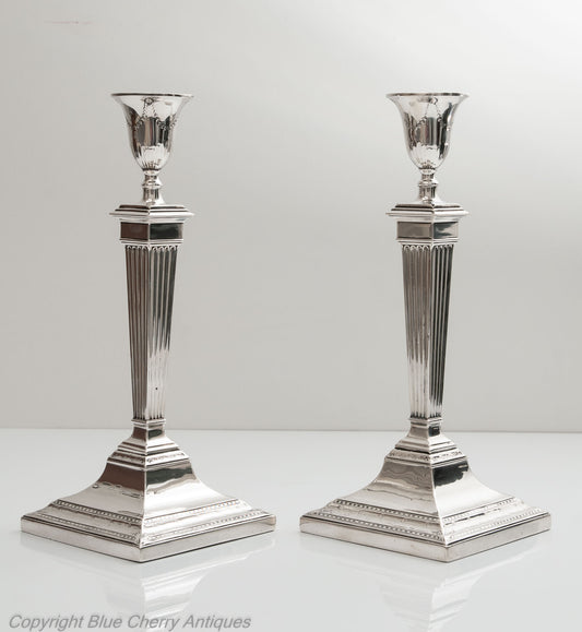 Pair of 18th Century Georgian Silver Candlesticks John Parsons & Co Sheffield (Code 1646)