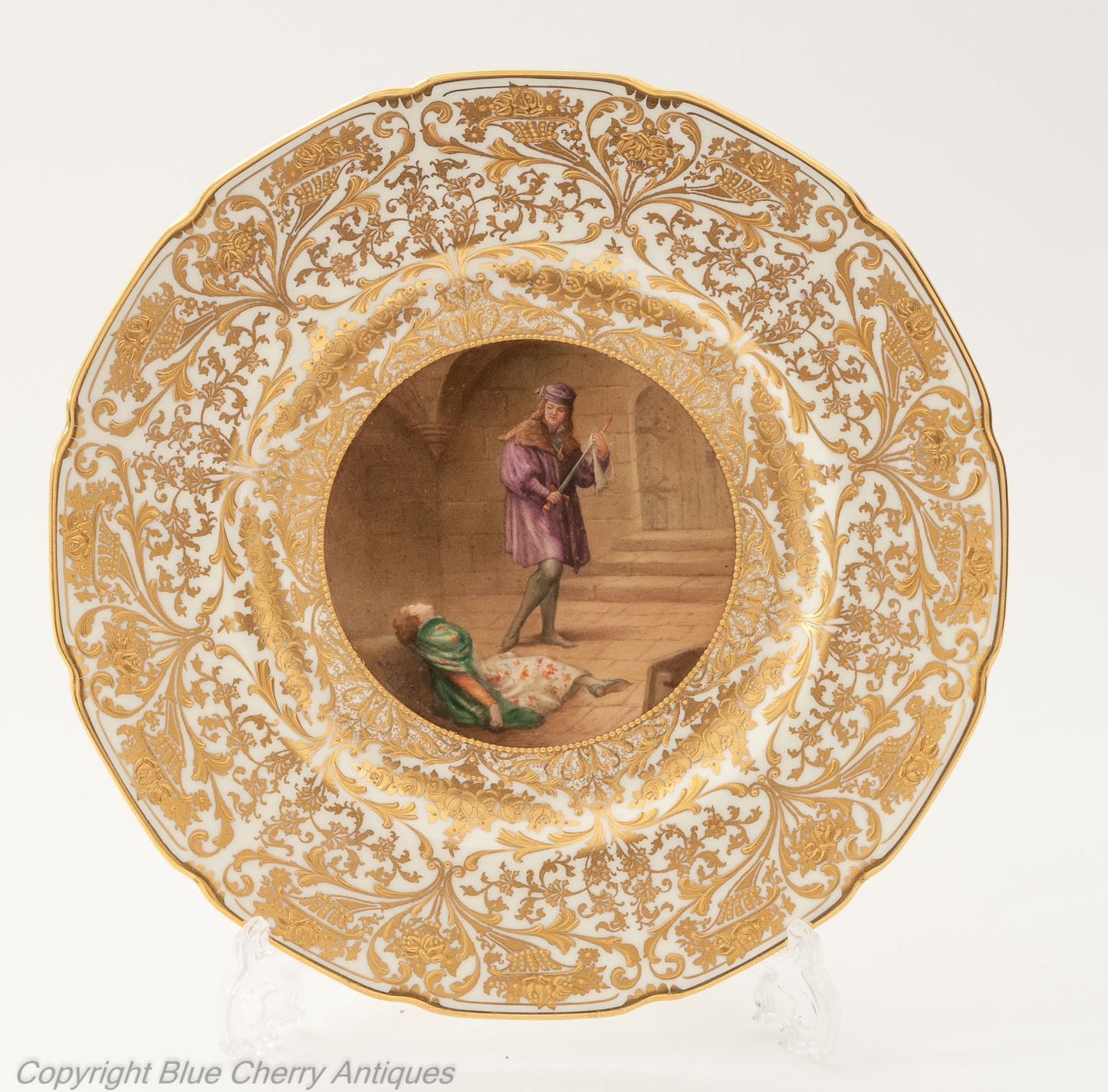 Antique Royal Doulton China Leslie Johnson Hand Painted Shakespeare Plate (Code 1762)
