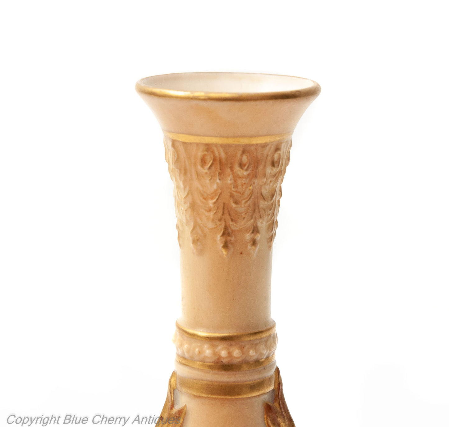 Antique Royal Worcester China Persian Range Dolphin Handled Ivory Colour Vase - Code 1794
