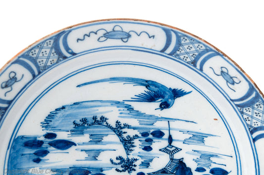Antique Dutch Delft Pottery Faience Glaze Large Arita Design Blue & White Plate (Code 1799B)