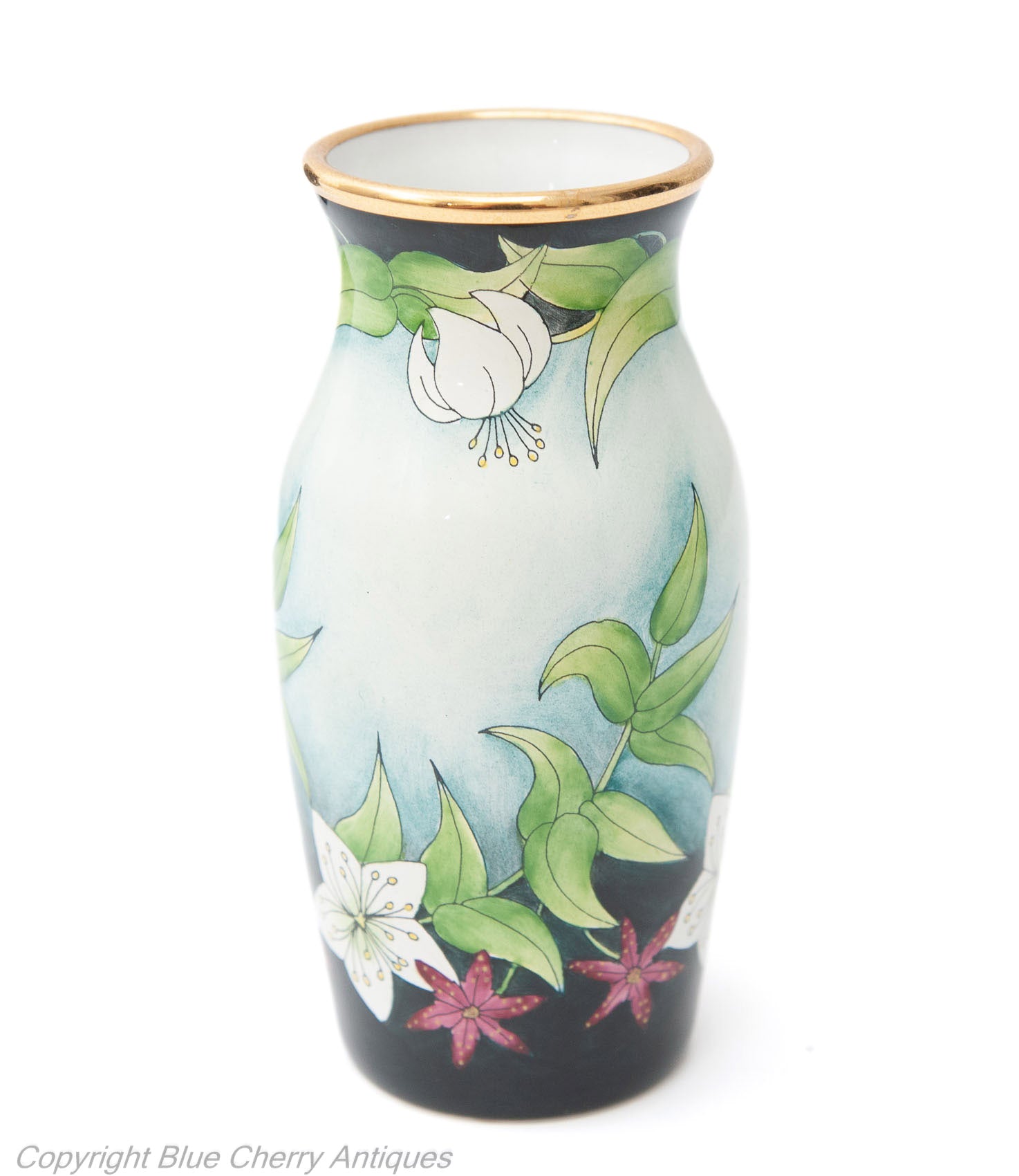 Moorcroft Enamels Miniature Hand Painted Vase with Flowers in Presentation Box (Code 1804)