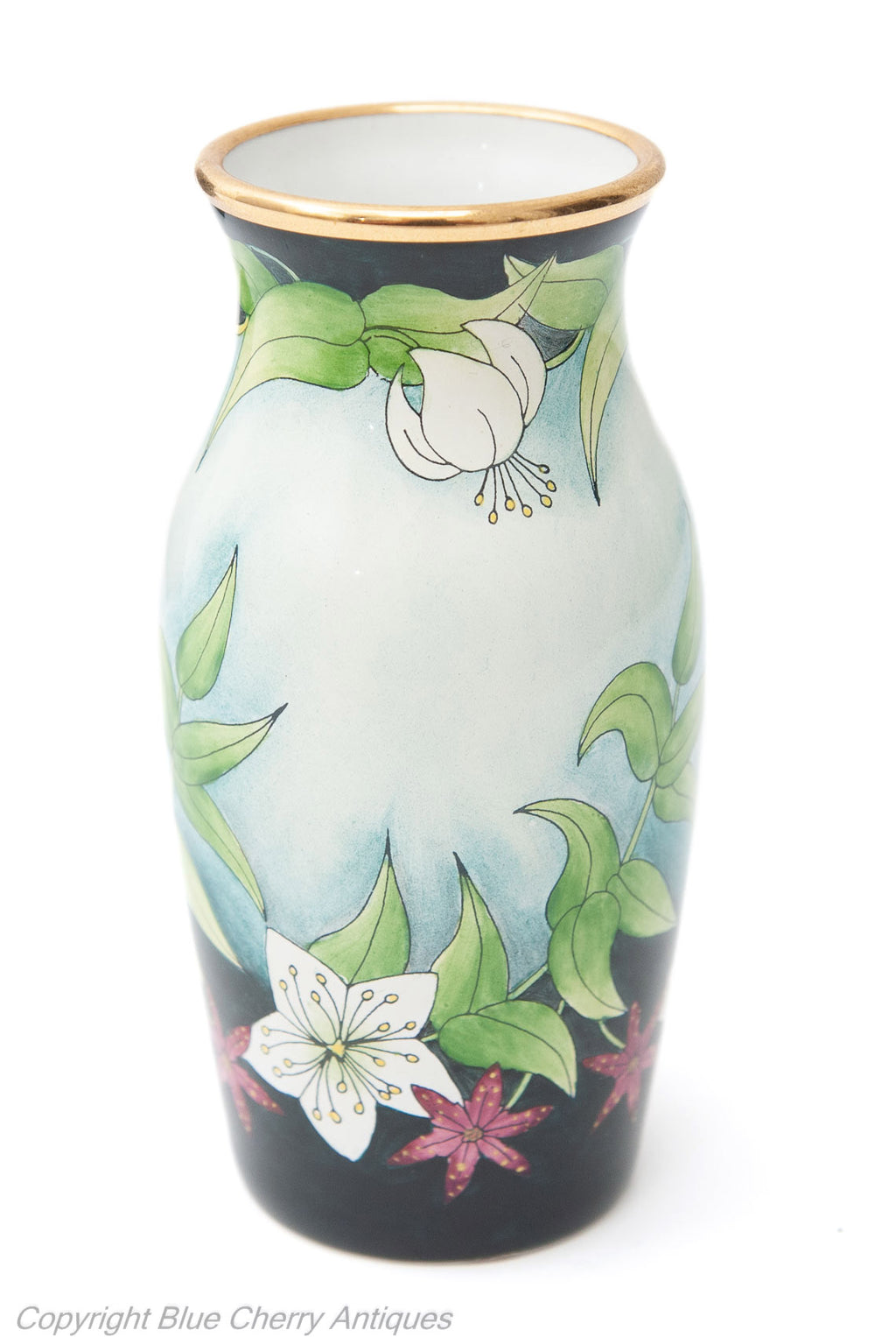 Moorcroft Enamels Miniature Hand Painted Vase with Flowers in Presentation Box (Code 1804)