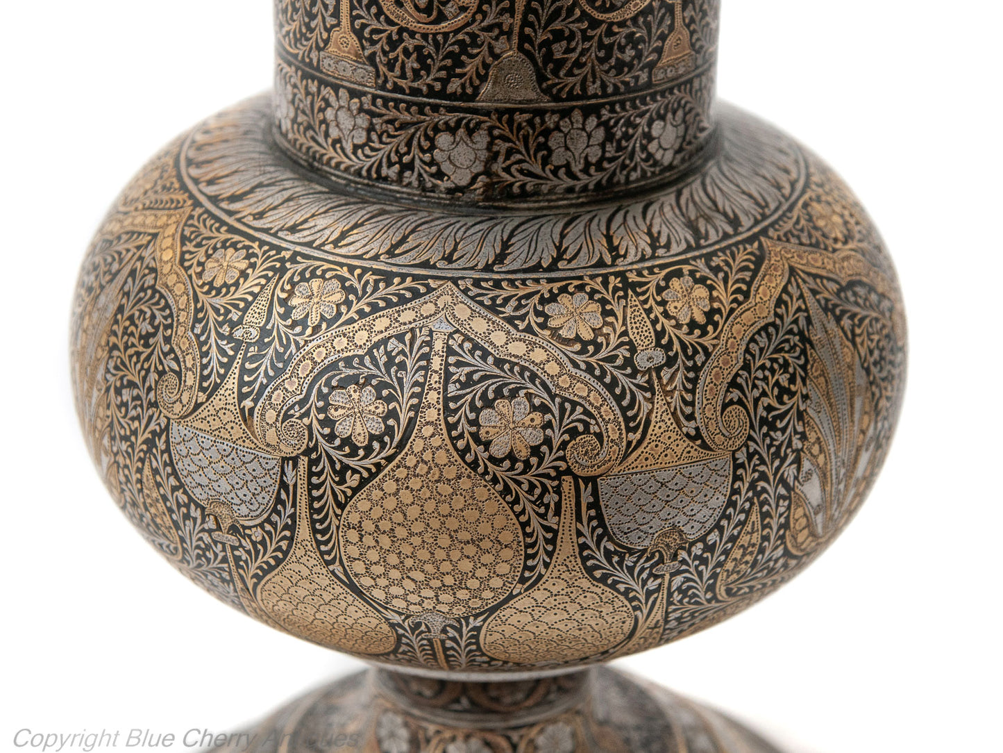 A Fine Antique 19th Century Indian Karnataka Deccan Bidri Ware Vase (Code 1827)