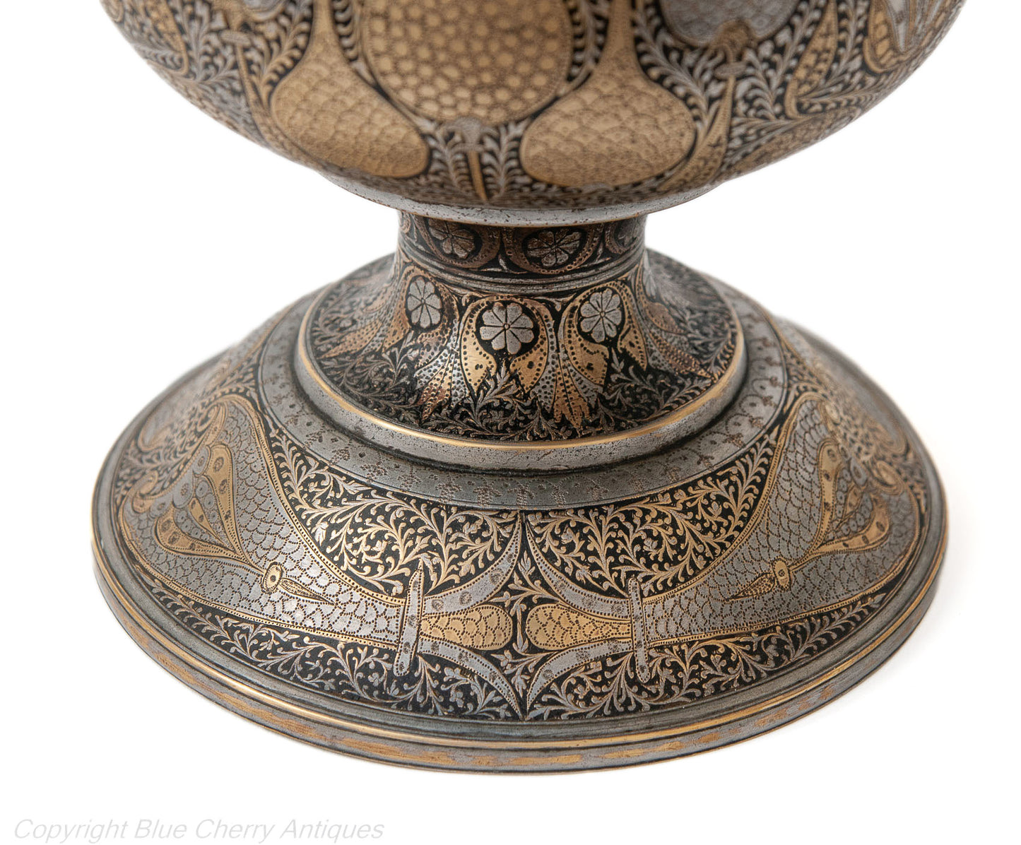 A Fine Antique 19th Century Indian Karnataka Deccan Bidri Ware Vase (Code 1827)