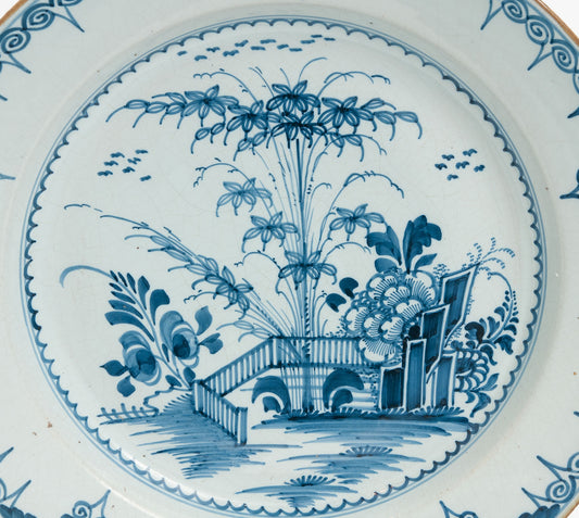 Mid 18th Century London Lambeth English Delft Ware Chinoiserie Charger c1760 (Code 1892)