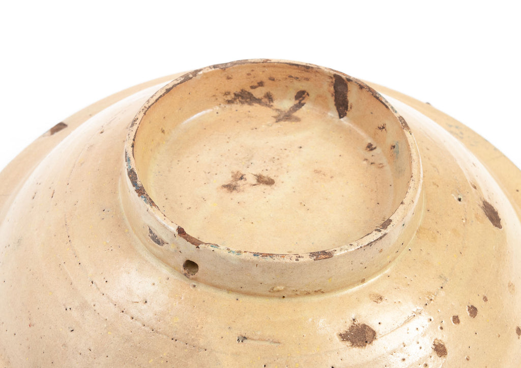 Rare Antique Moroccan Fes (Fez) Hand Made Pottery Slip Glazed Large Bowl (Code 1901)