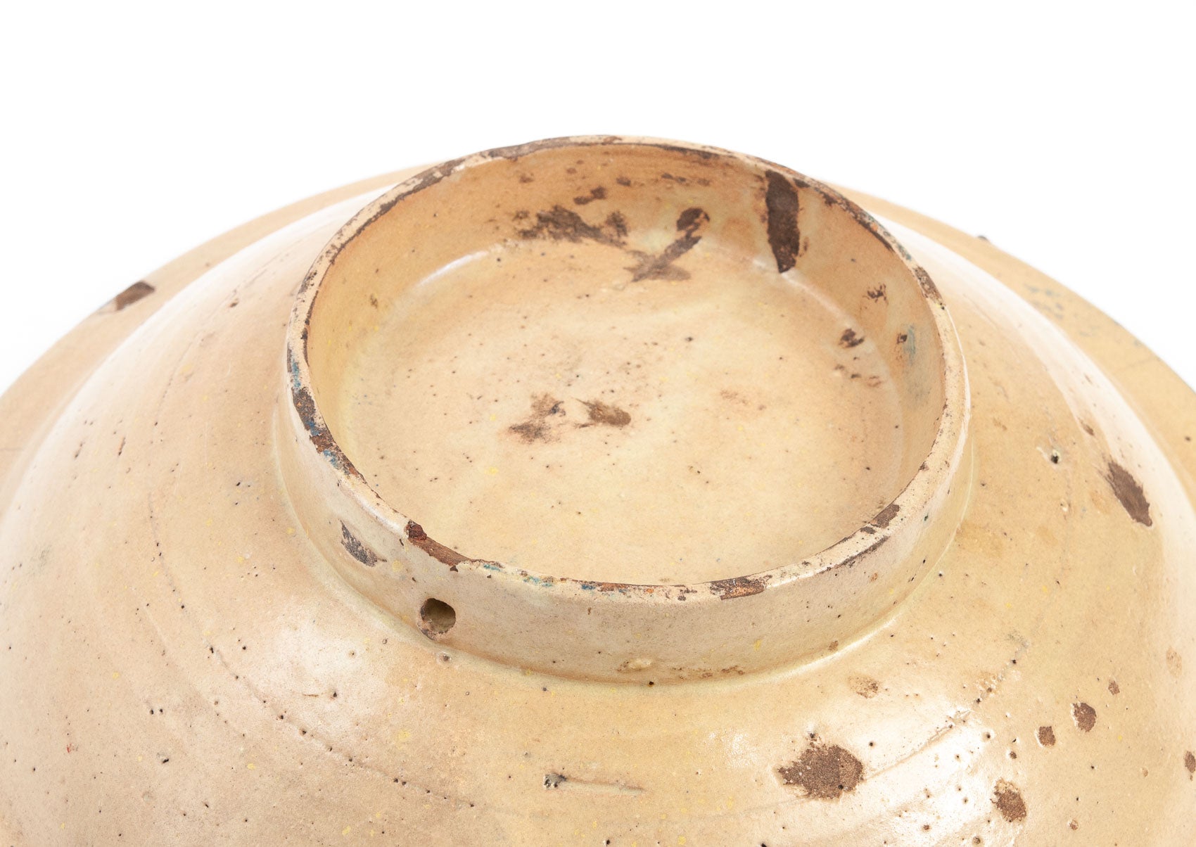 Rare Antique Moroccan Fes (Fez) Hand Made Pottery Slip Glazed Large Bowl (Code 1901)