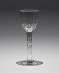 George III Antique English Facet Cut Stem Wine Glass with Rose Pattern Bowl (Code 1920)