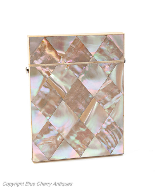 Mother of Pearl Iridescent Victorian Calling Card Case - Antique c1870 (Code 1927)