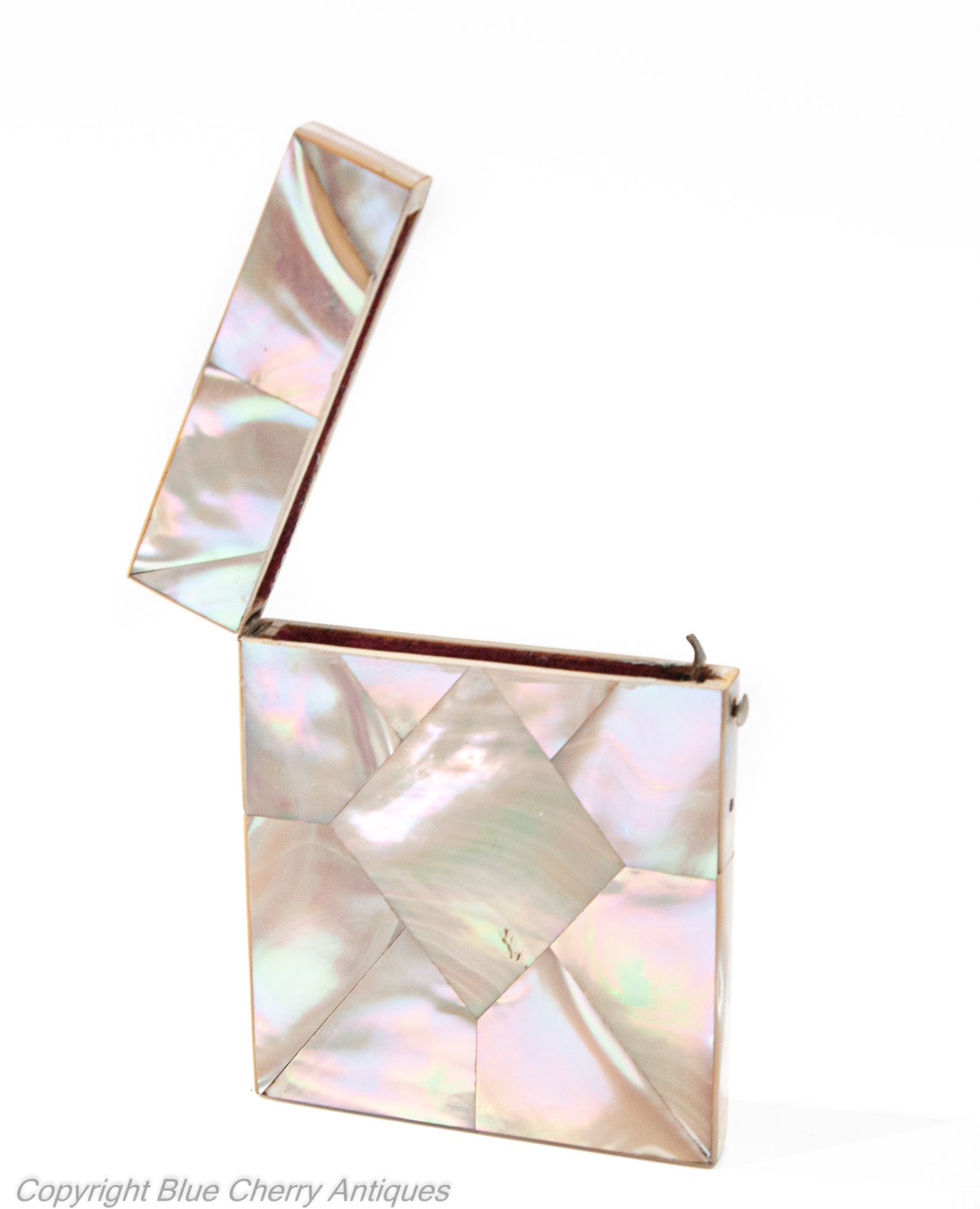 Antique Victorian Mother of Pearl Calling Card Case with Pink Iridescence (Code 1930)