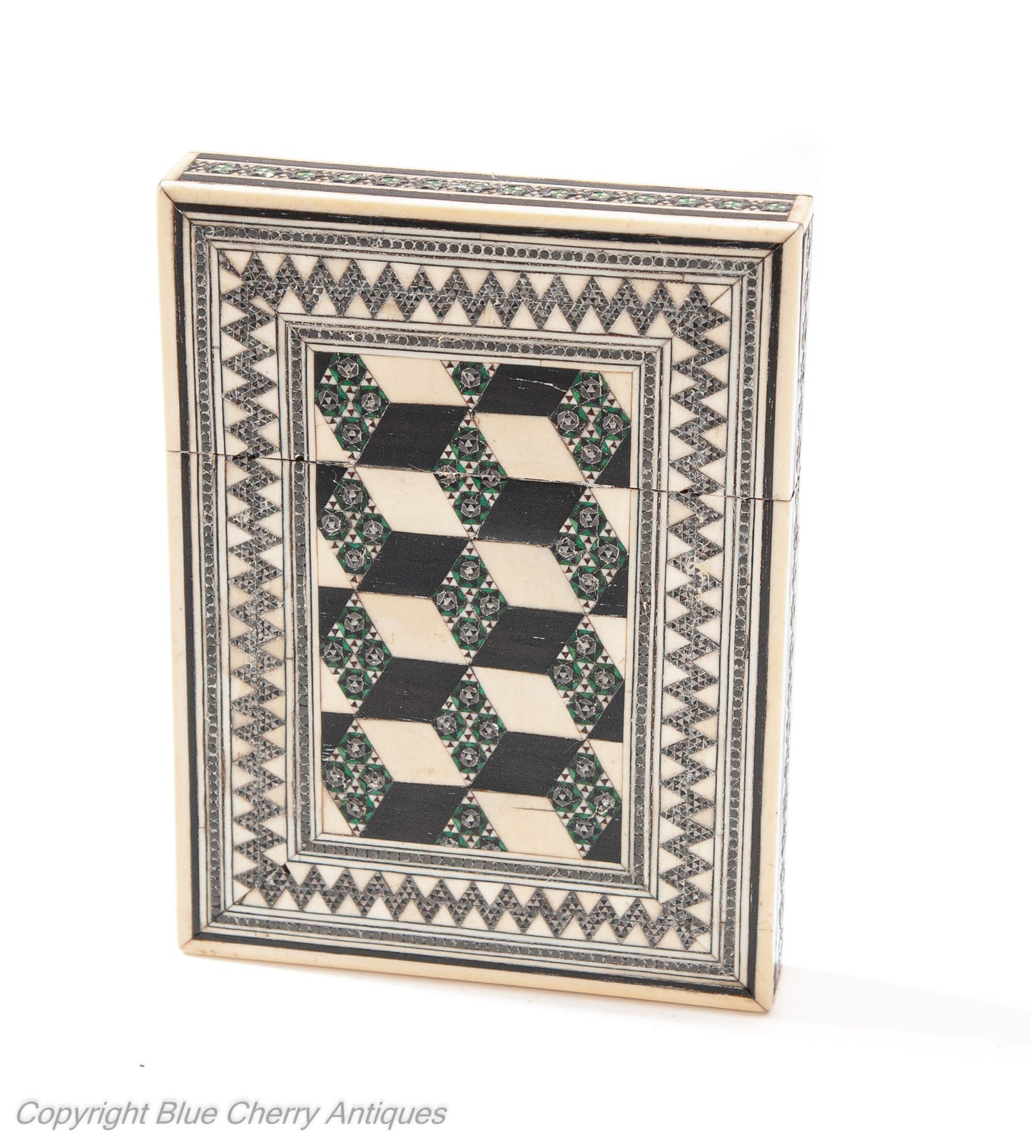 Antique Indian Vizagapatam Micro Mosaic and Sandalwood Card Case c1860 (Code 1937)