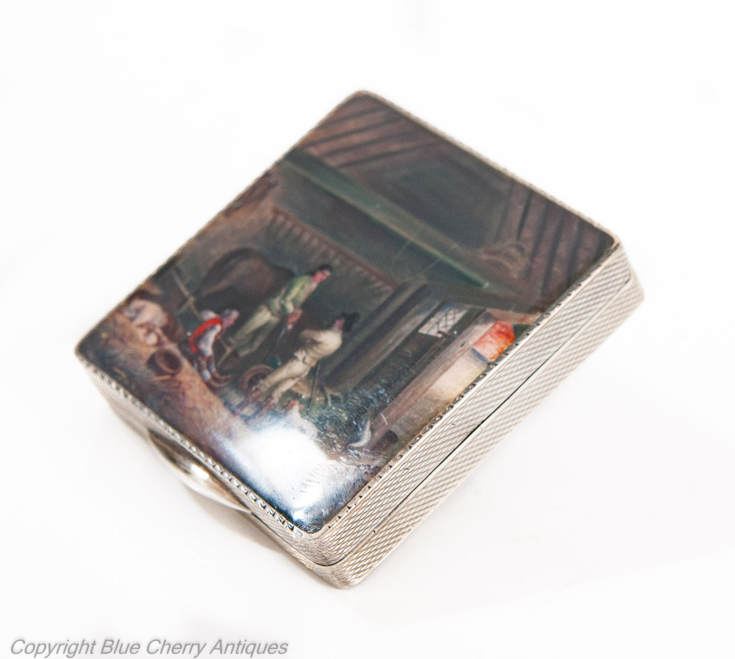 Fine Antique Silver Gilt & Hand Painted Enamel Compact HC Freeman Hatton Garden (Code 1941)