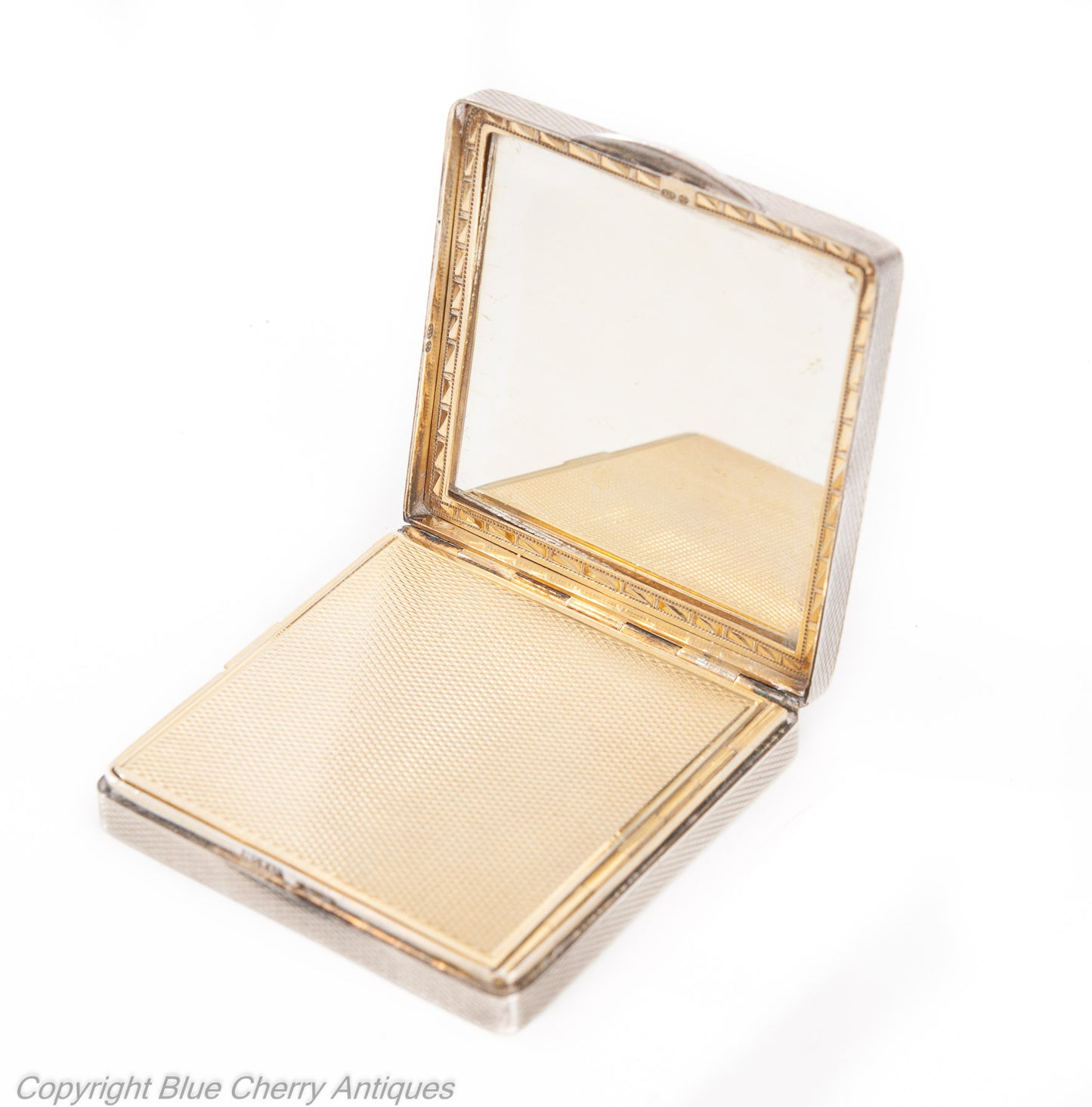 Fine Antique Silver Gilt & Hand Painted Enamel Compact HC Freeman Hatton Garden (Code 1941)