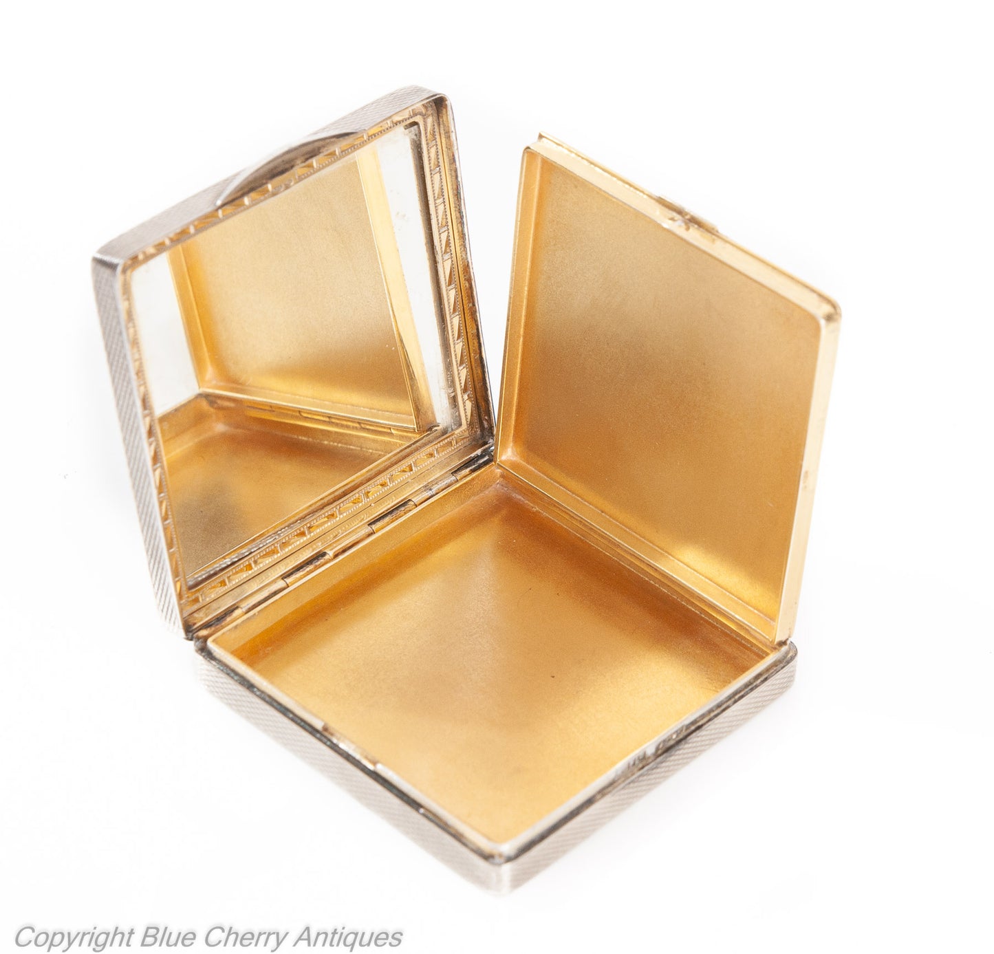 Fine Antique Silver Gilt & Hand Painted Enamel Compact HC Freeman Hatton Garden (Code 1941)