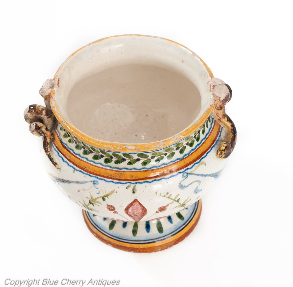 Antique Italian Tin Glaze Maiolica Urbino Pottery Raphaelli Grotteschi Jar (Code 1945)