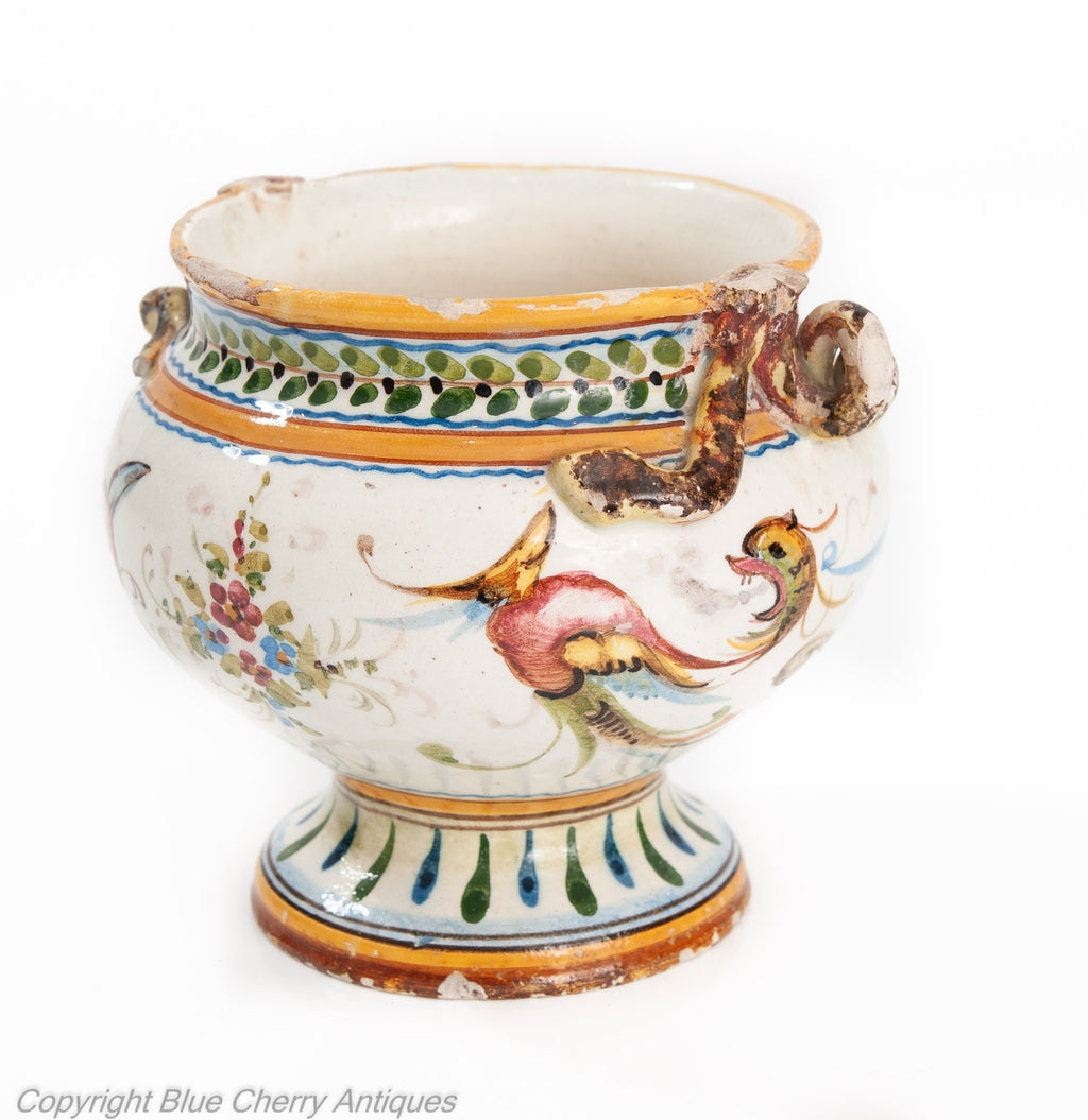 Antique Italian Tin Glaze Maiolica Urbino Pottery Raphaelli Grotteschi Jar (Code 1945)
