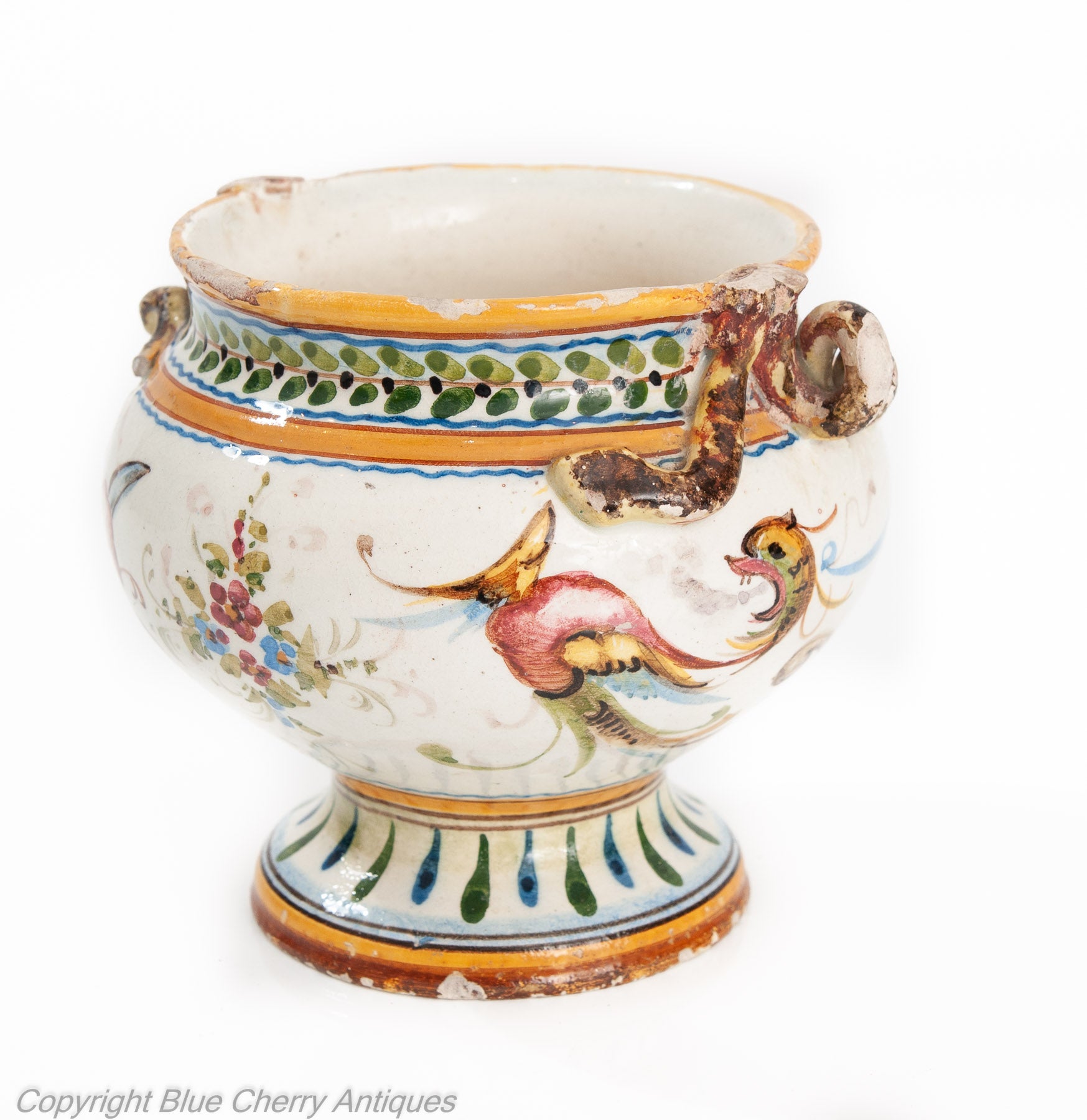 Antique Italian Tin Glaze Maiolica Urbino Pottery Raphaelli Grotteschi Jar (Code 1945)