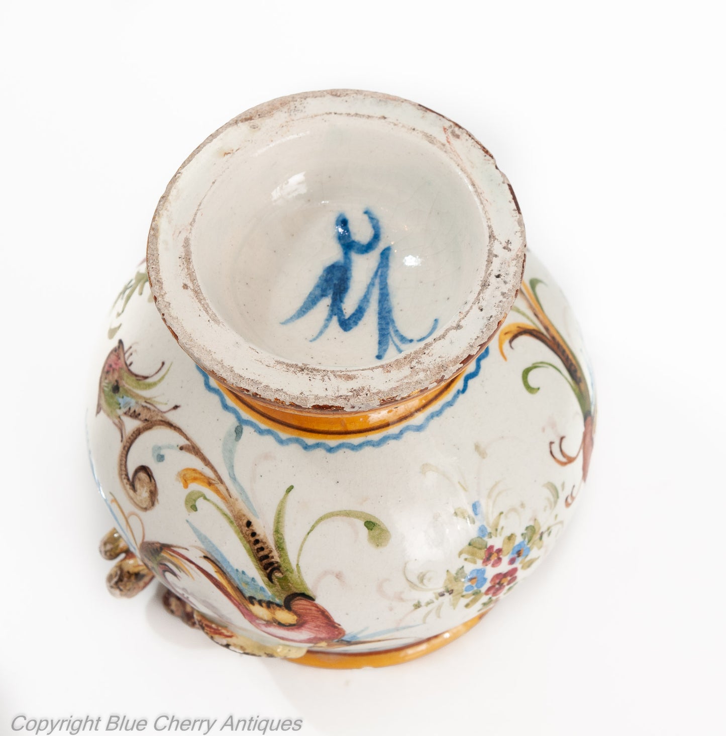 Antique Italian Tin Glaze Maiolica Urbino Pottery Raphaelli Grotteschi Jar (Code 1945)