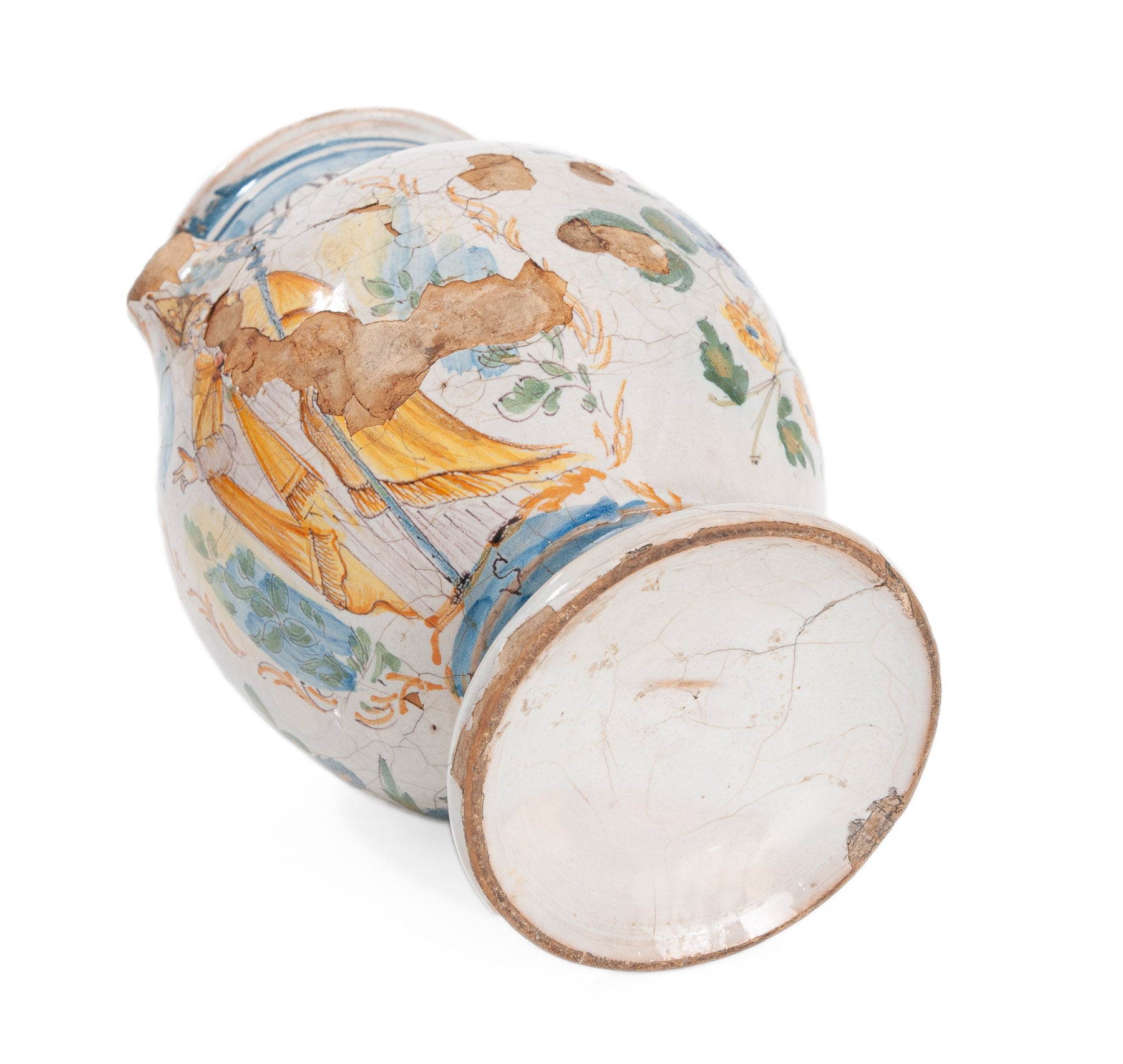 Antique Bassano Maiolica Pottery Albarello Wet Drug Jar with Apothecary's Name (Code 1947)