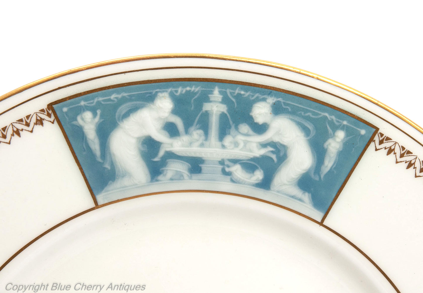 Minton China Tri Panel Pate sur Pate and Gilt Plate by Alboin Birks c1931 (Code 1967)