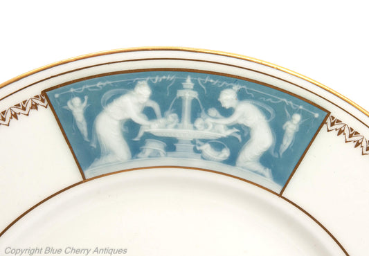 Minton China Tri Panel Pate sur Pate and Gilt Plate by Alboin Birks c1931 (Code 1967)