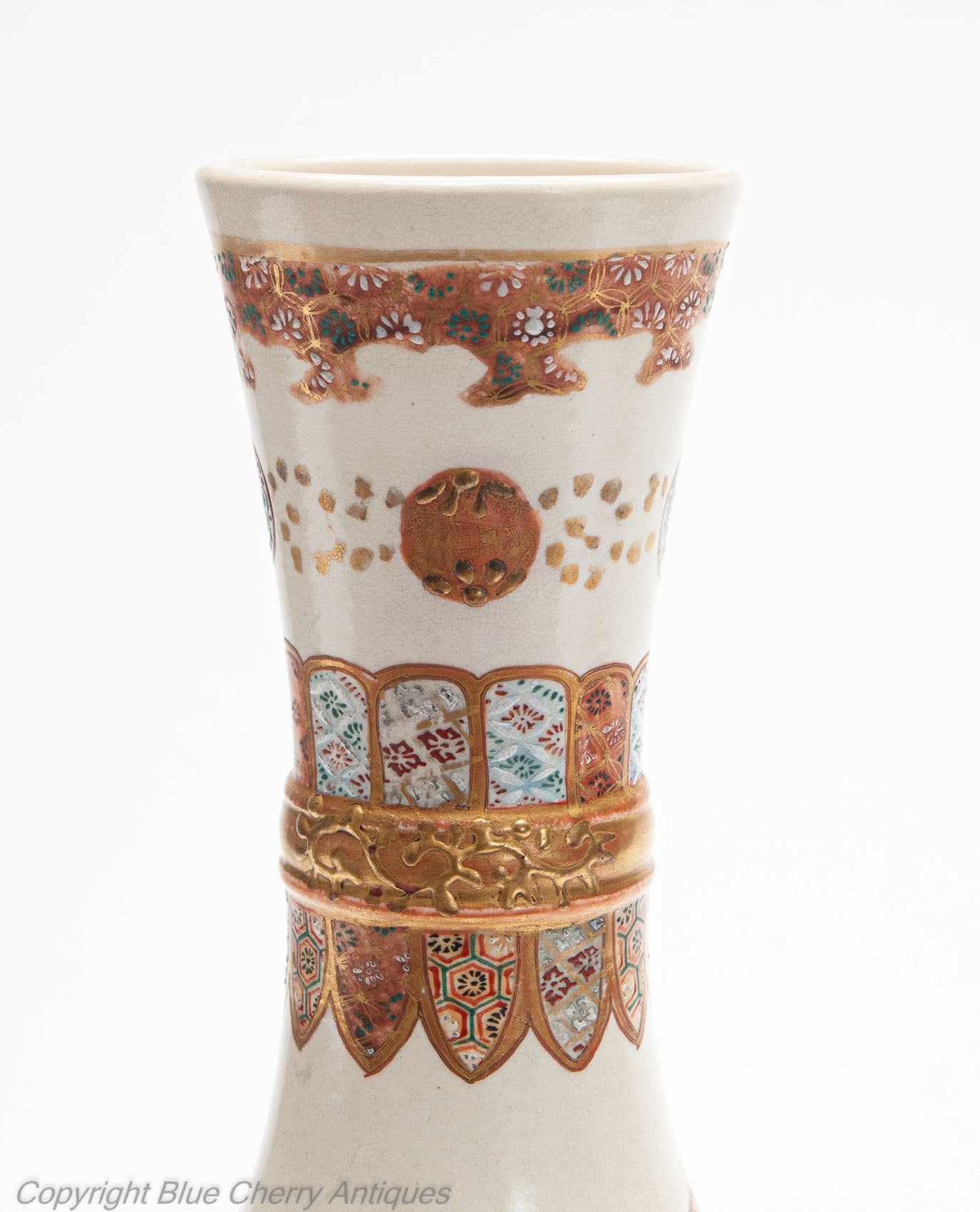 Antique Meiji Japanese Awata Yaki Satsuma Pottery Vase with Children at Play (Code 1971)
