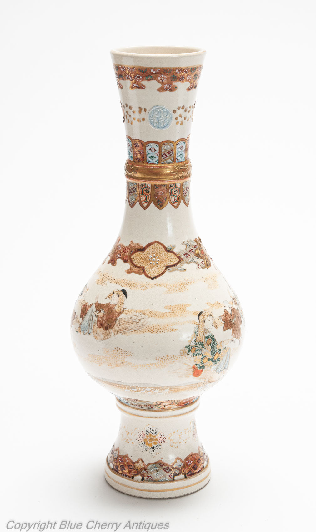 Antique Meiji Japanese Awata Yaki Satsuma Pottery Vase with Children at Play (Code 1971)