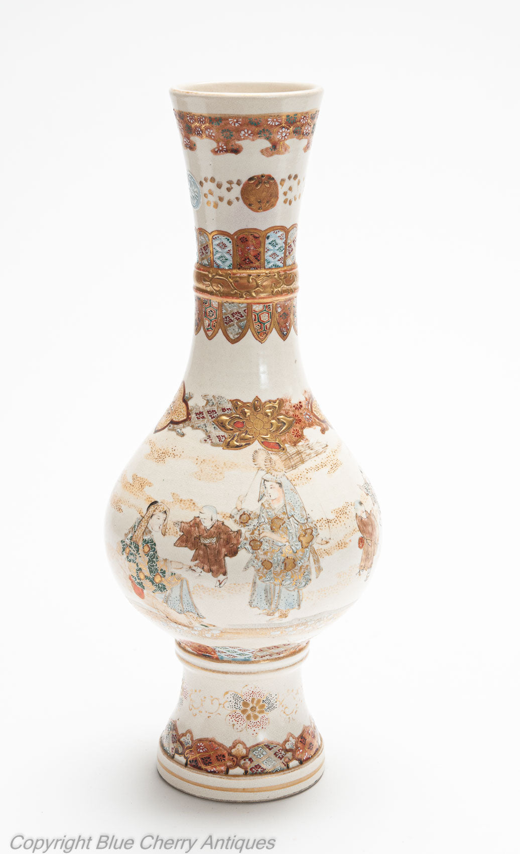 Antique Meiji Japanese Awata Yaki Satsuma Pottery Vase with Children at Play (Code 1971)