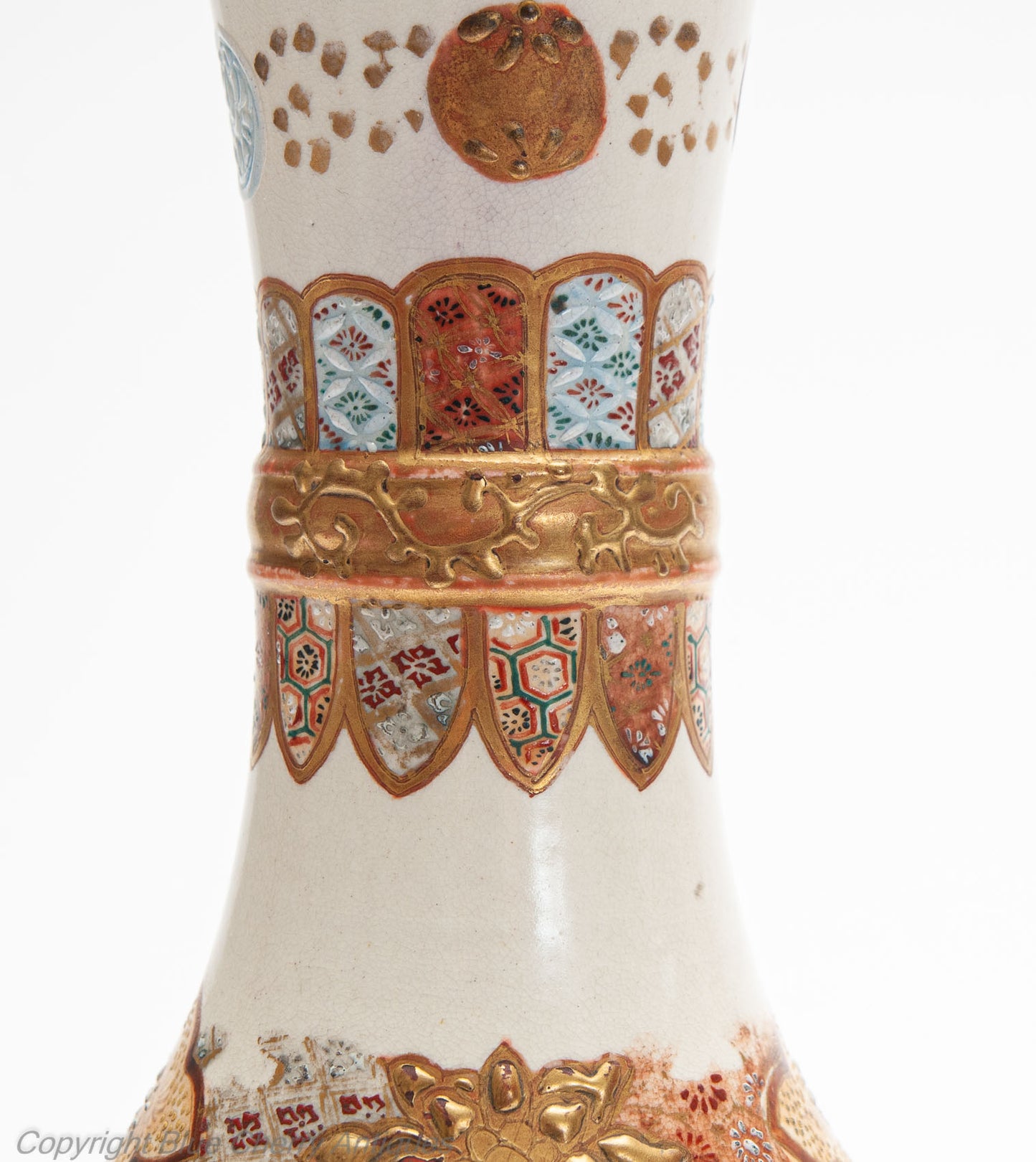 Antique Meiji Japanese Awata Yaki Satsuma Pottery Vase with Children at Play (Code 1971)