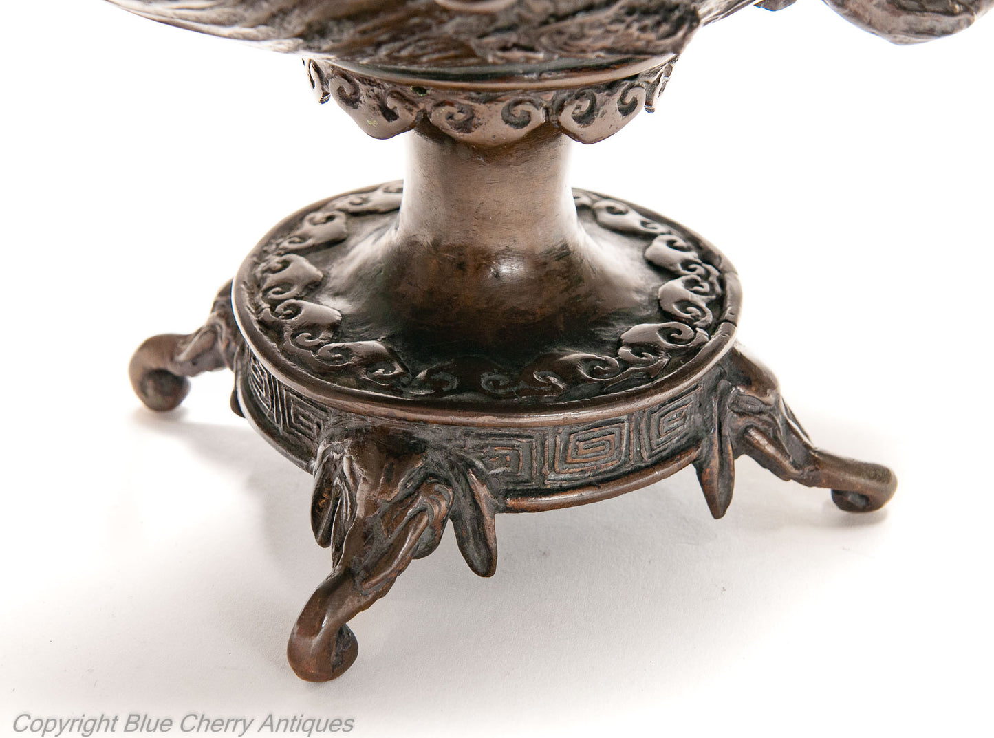 Chinese Cast Bronze Libation Cup Shaped Vessel with Dragon and Flaming Pearl (Code 1987)