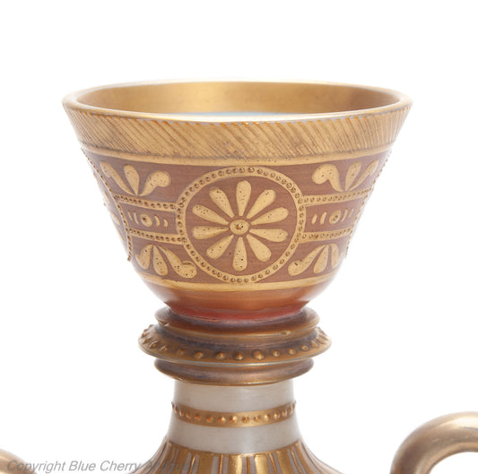 Antique Harrach / Stourbridge Persian Inspired Hand Painted Milk Glass Vase (Code 2018)