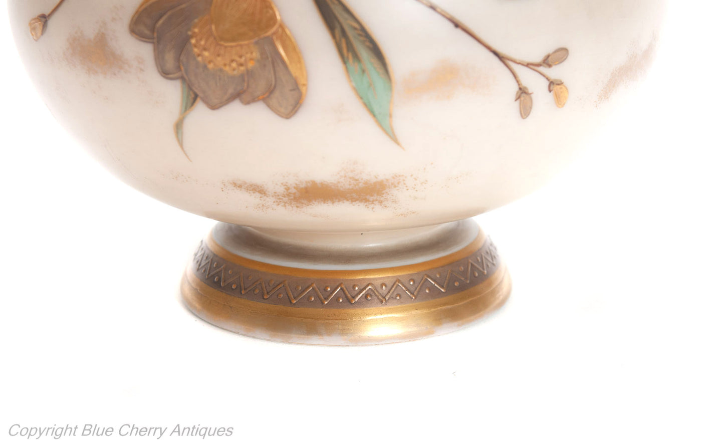 Antique Harrach / Stourbridge Middle Eastern Inspired Hand Painted Milk Glass Vase (Code 2018)